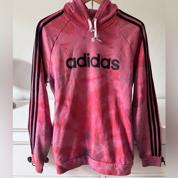 Adidas Pink Tie-Dye Hoodie Size L - Picture 1 of 3